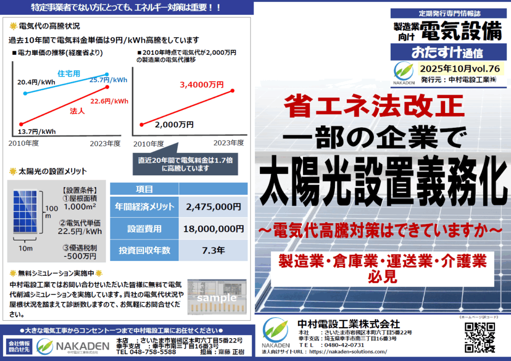 省エネ法改正 一部の企業で 太陽光設置義務化